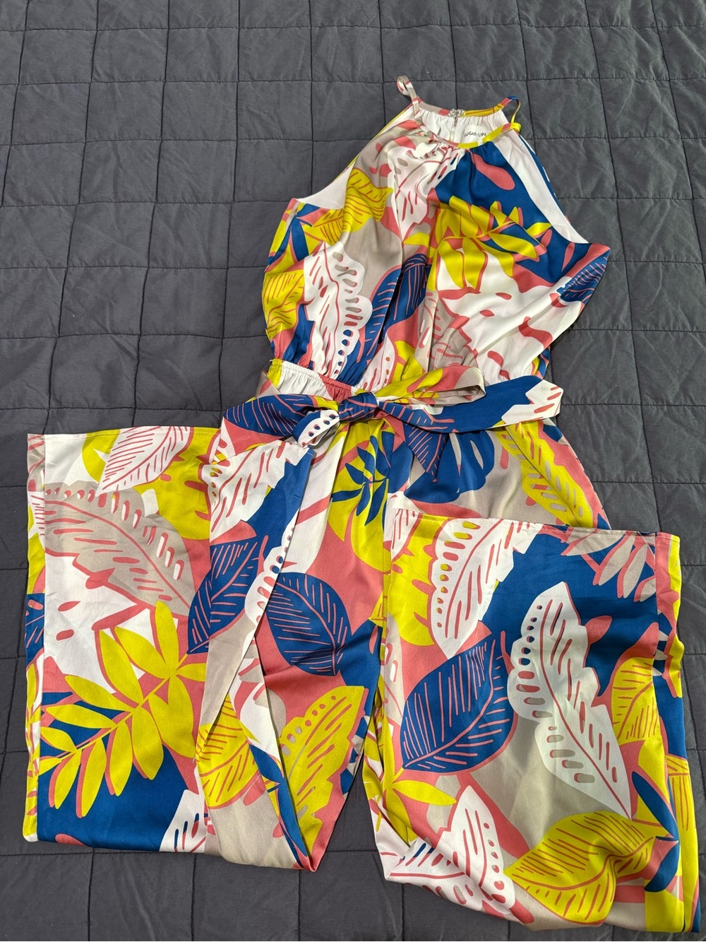 Tropical Print Silk Jumpsuit
